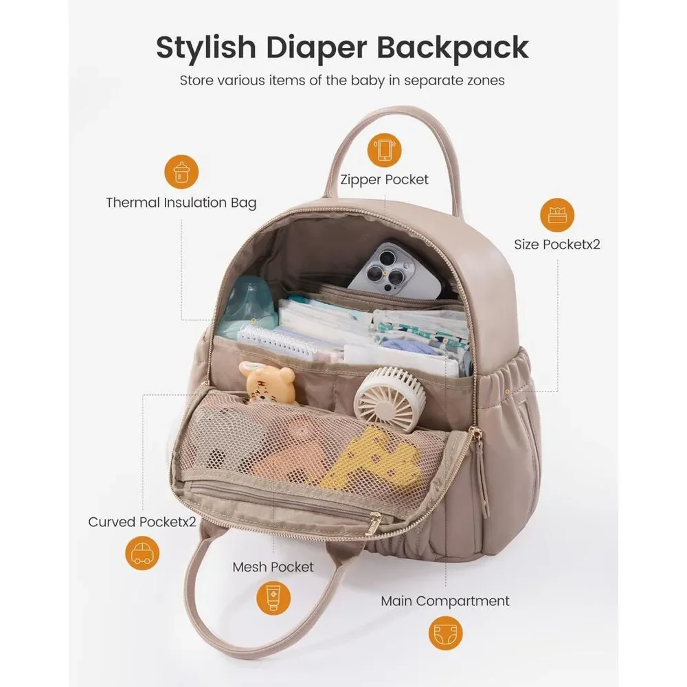 LOVEVOOK Small Fashionable 16L Diaper Bag Backpack for Mom & Dad